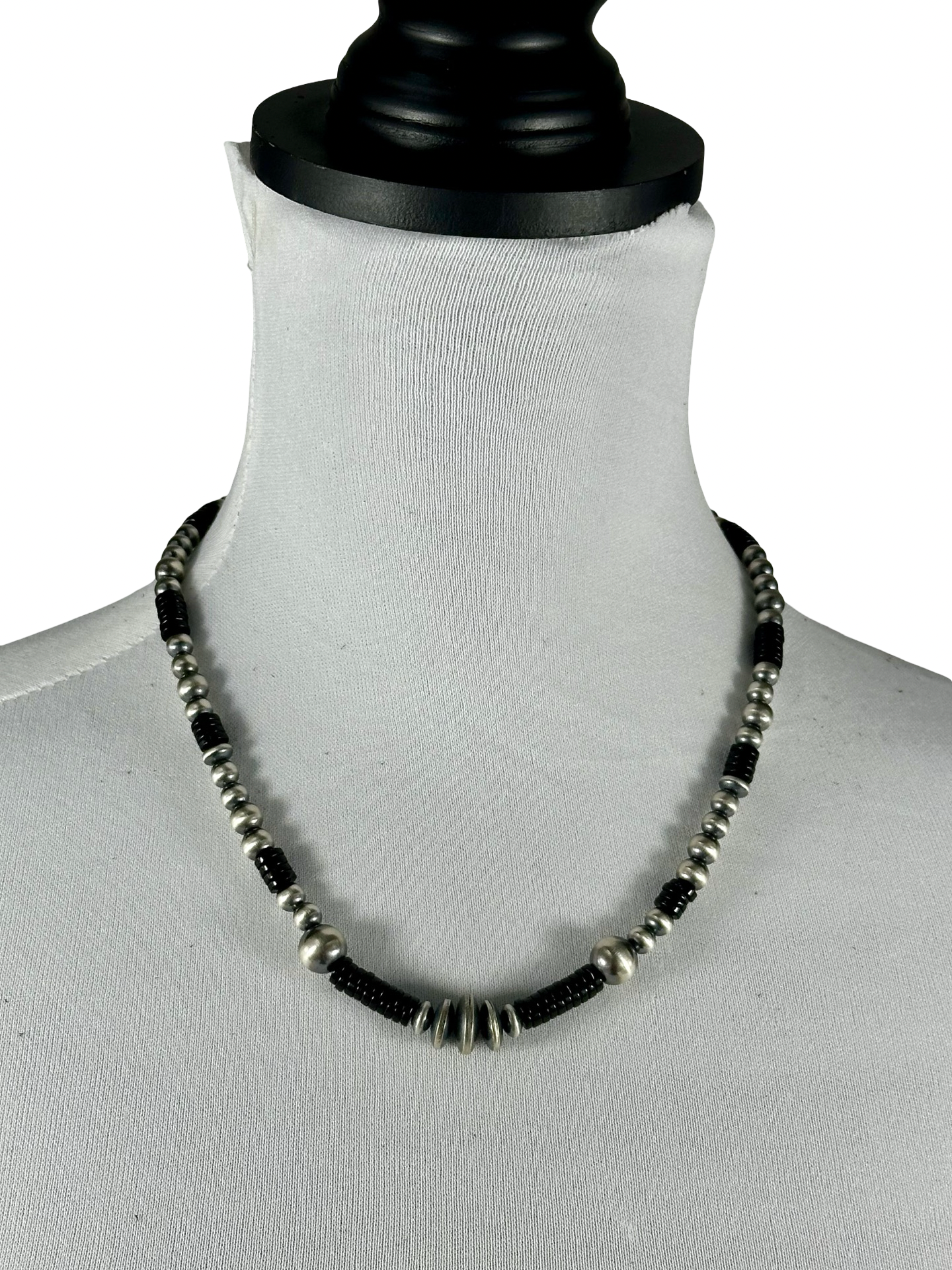 Back Onyx & Sterling Pearl Necklace