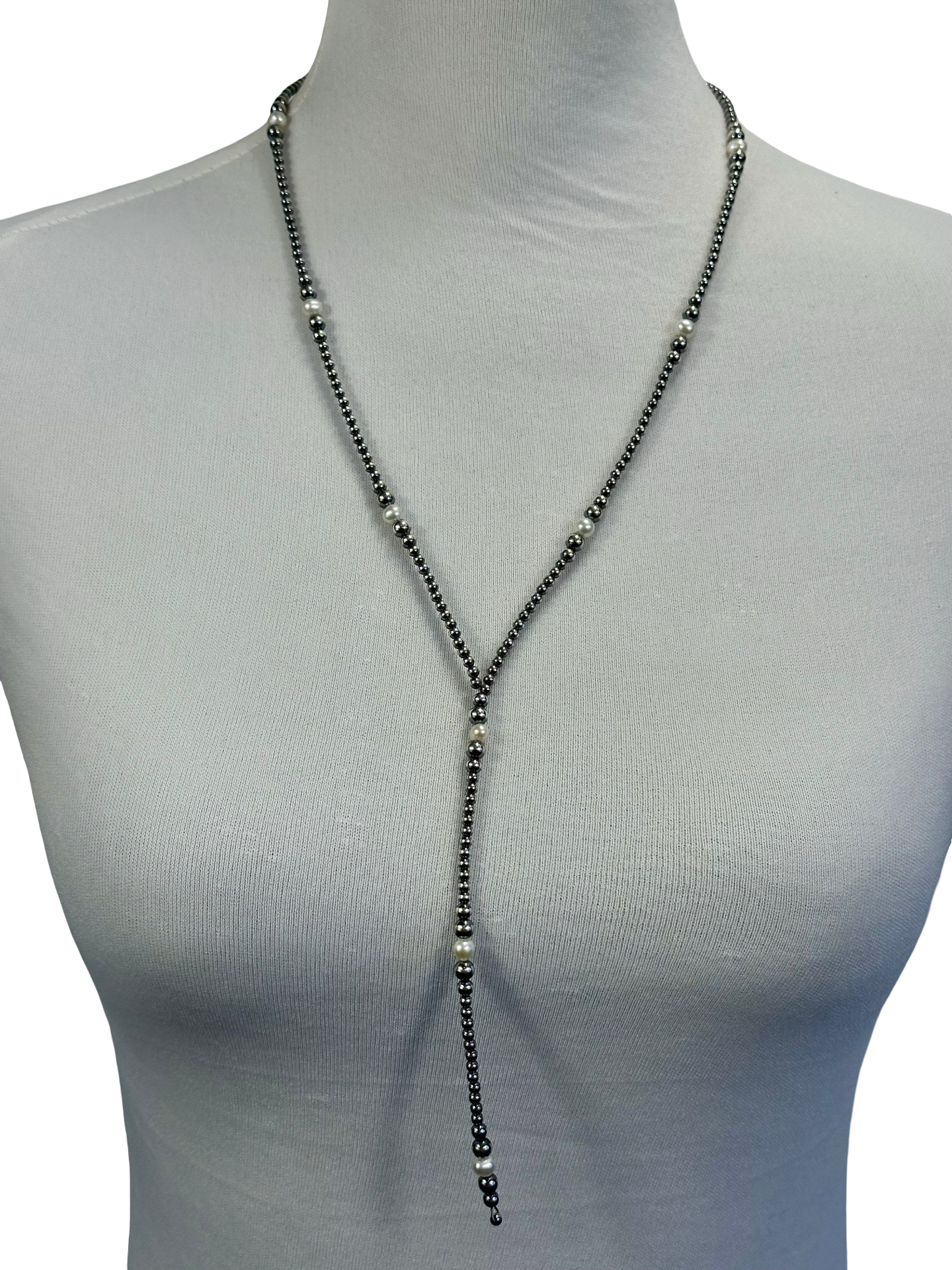 Fresh Water Pearl & Sterling Silver Pearl Y - Necklace