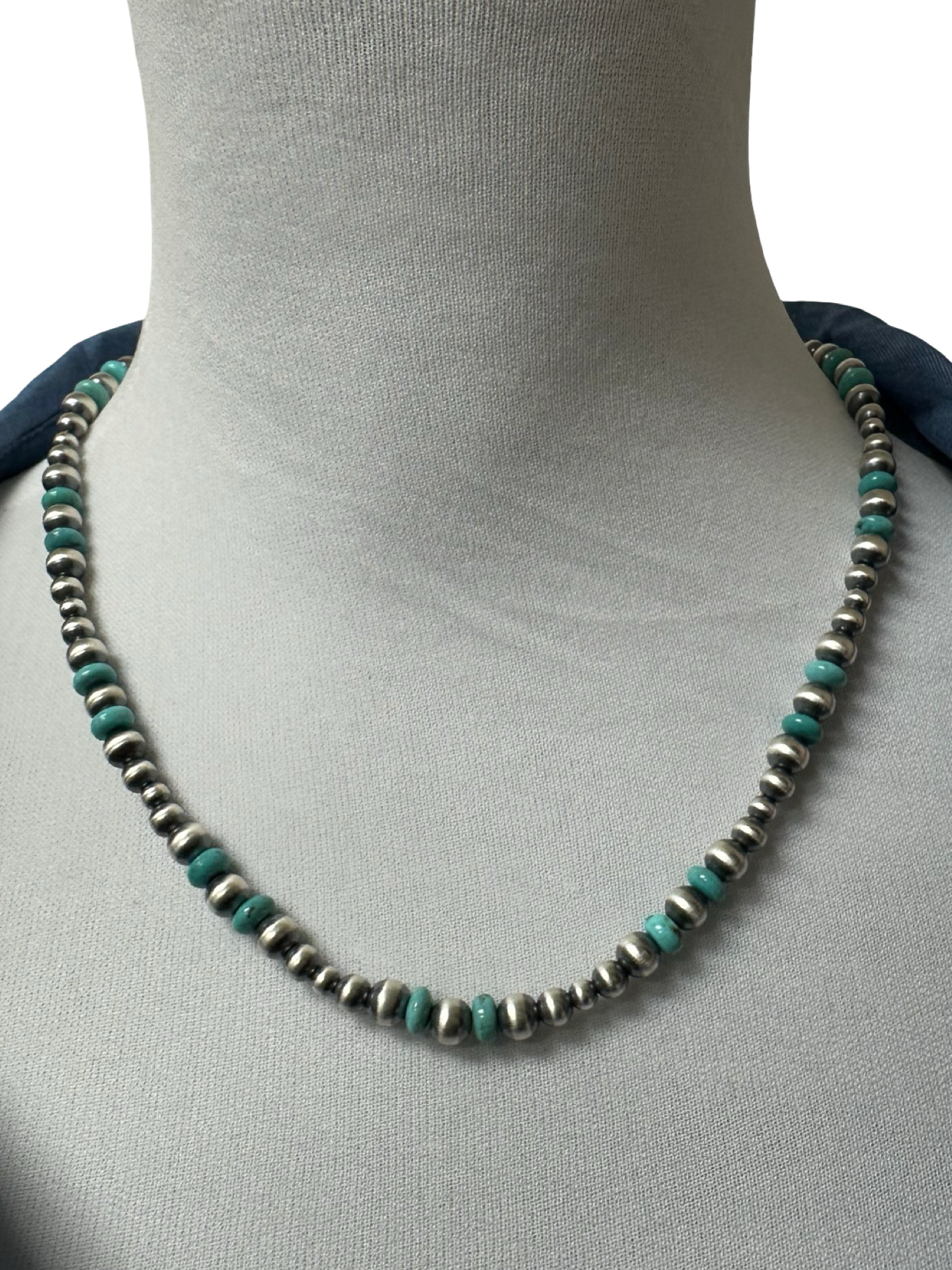 Kingman Turquoise & Sterling Pearl Necklace