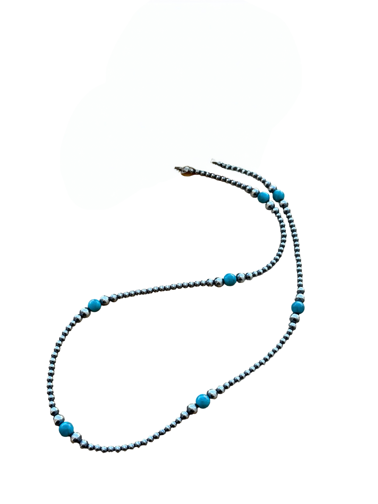 20" Sterling Pearl and Turquoise Necklace