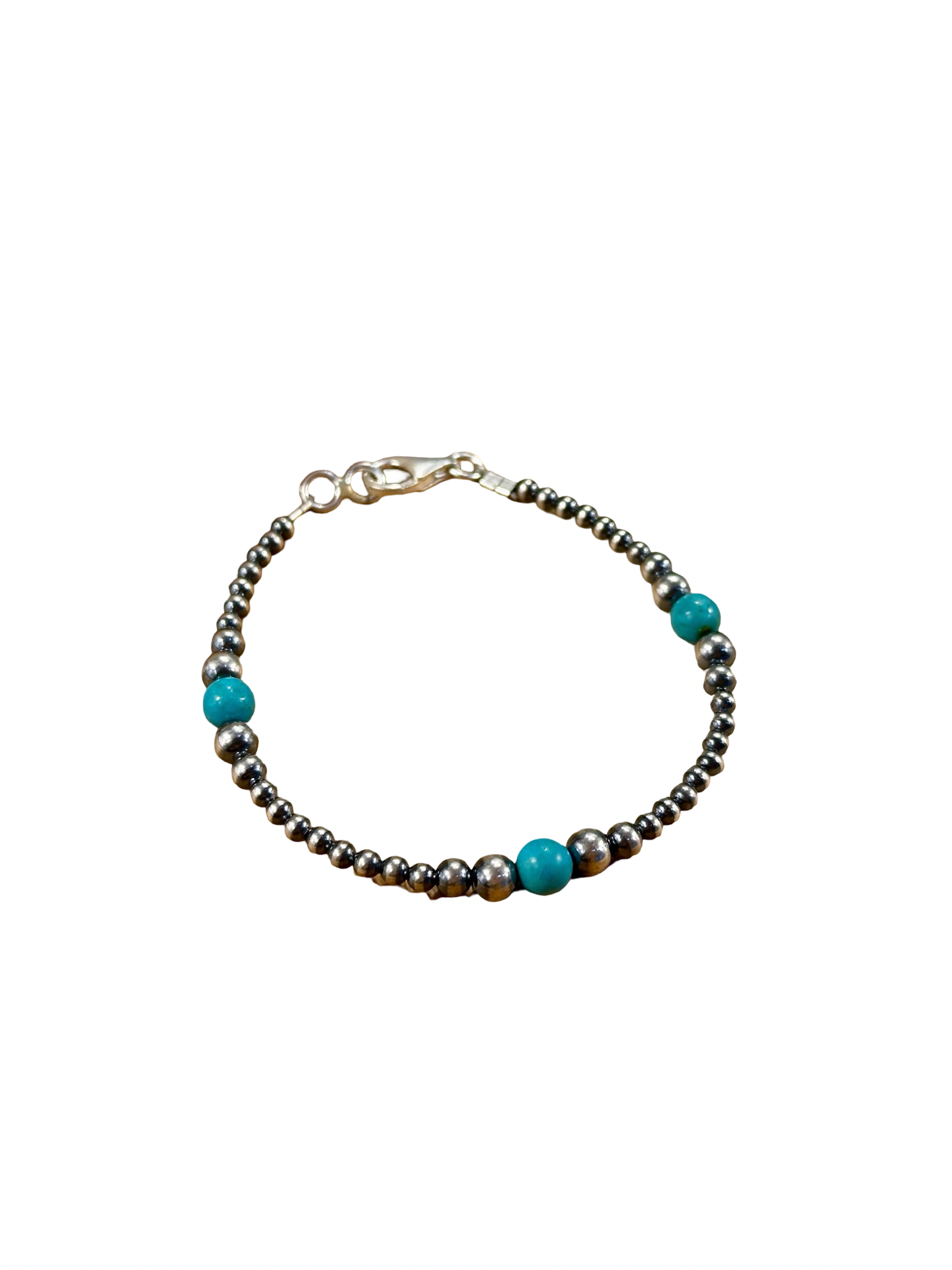 Kingman Turquoise & Sterling Silver Pearl Bracelet
