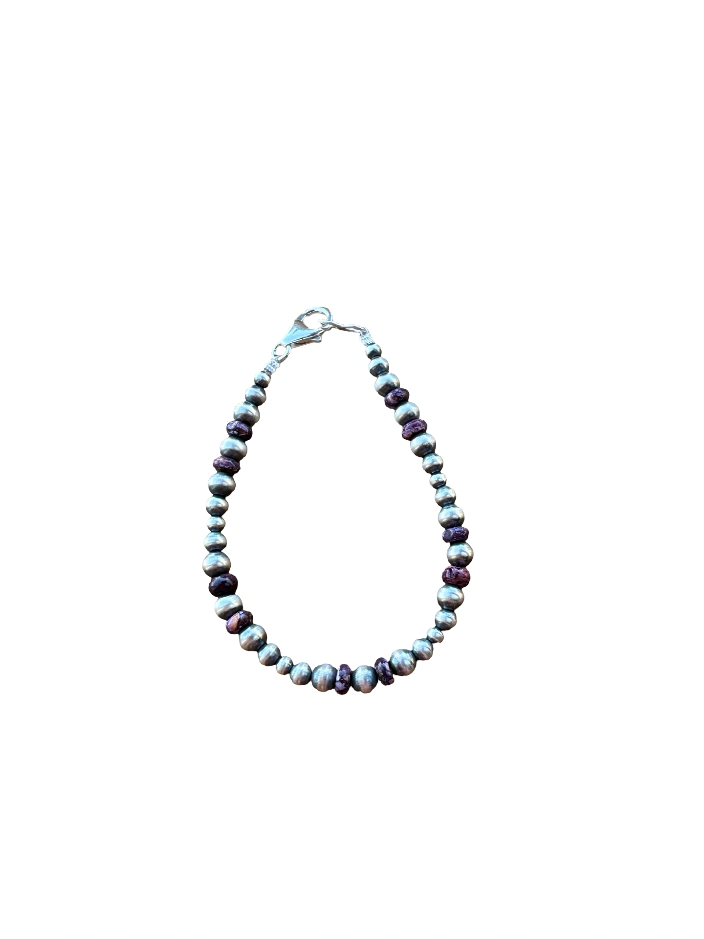 Sterling Pearl & Purple Spiny Bead Bracelet