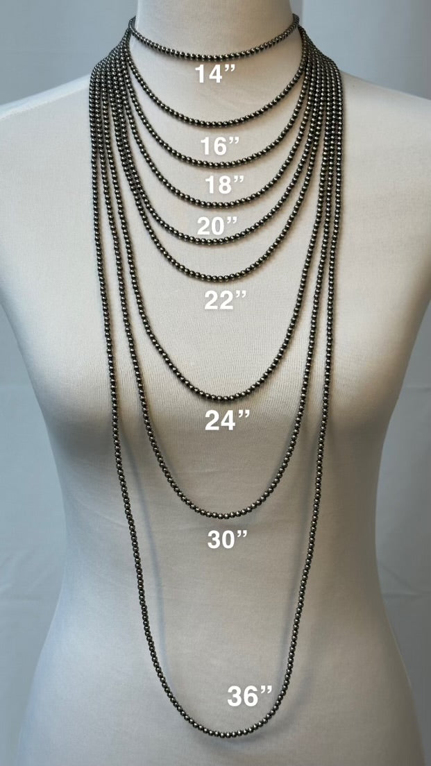 24" 4MM Silver Pearl Necklace