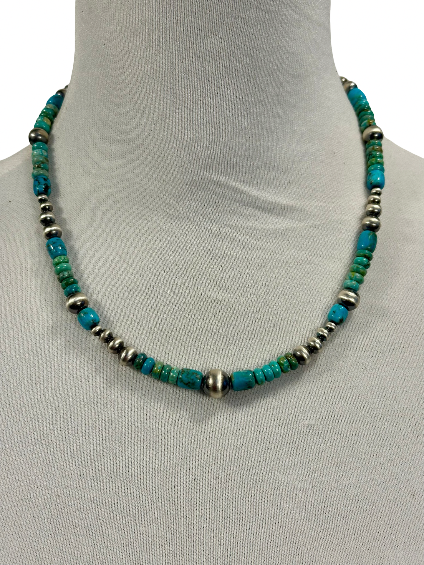 Kingman Turquoise & Silver Pearl Necklace