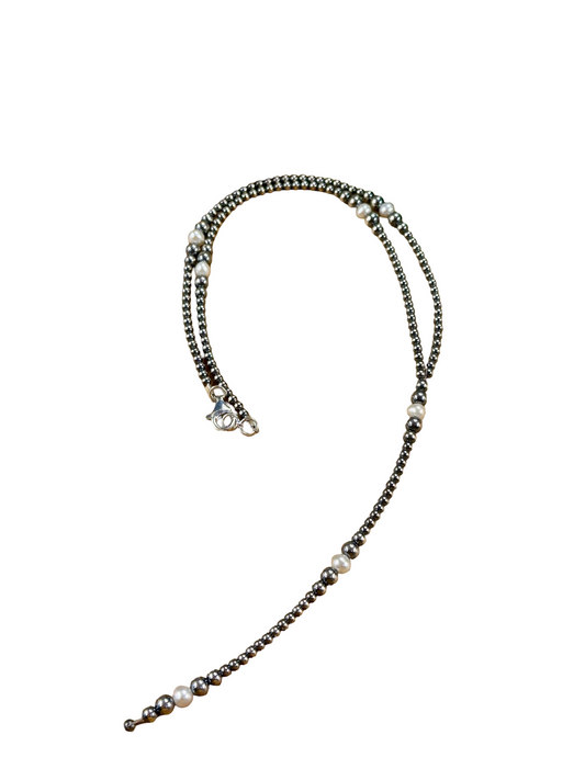 Fresh Water Pearl & Sterling Silver Pearl Y - Necklace