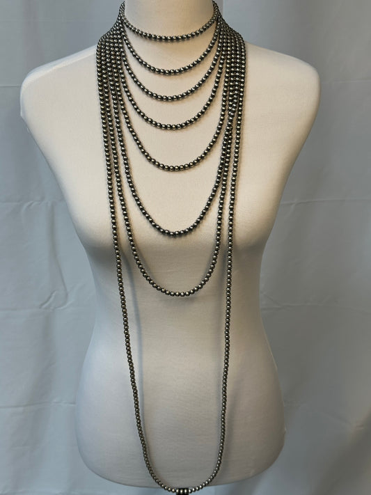 20" 6MM Silver Pearl Necklace