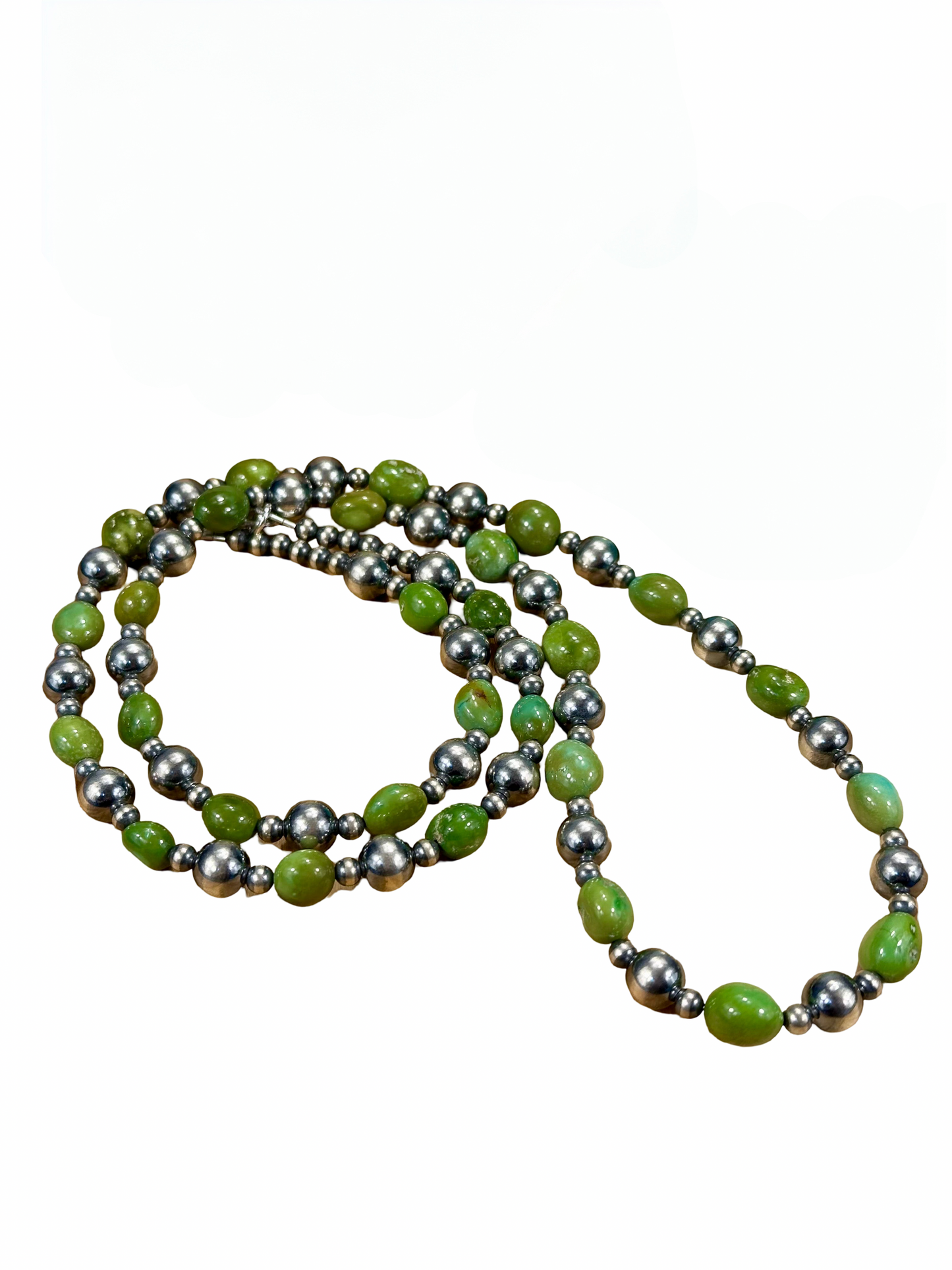 Sterling Silver Pearl & Turquoise Bead Necklace