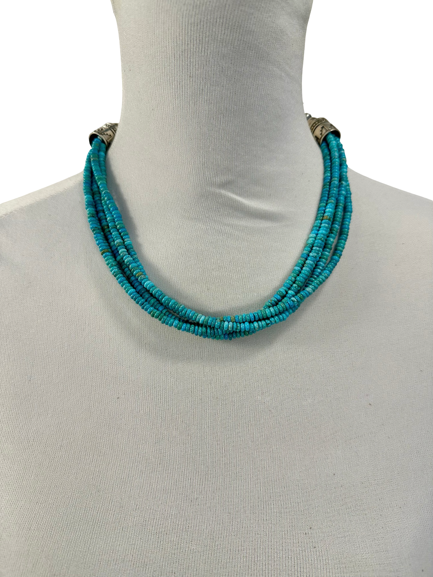Kingman Turquoise Bead & Sterling Pearl Necklace