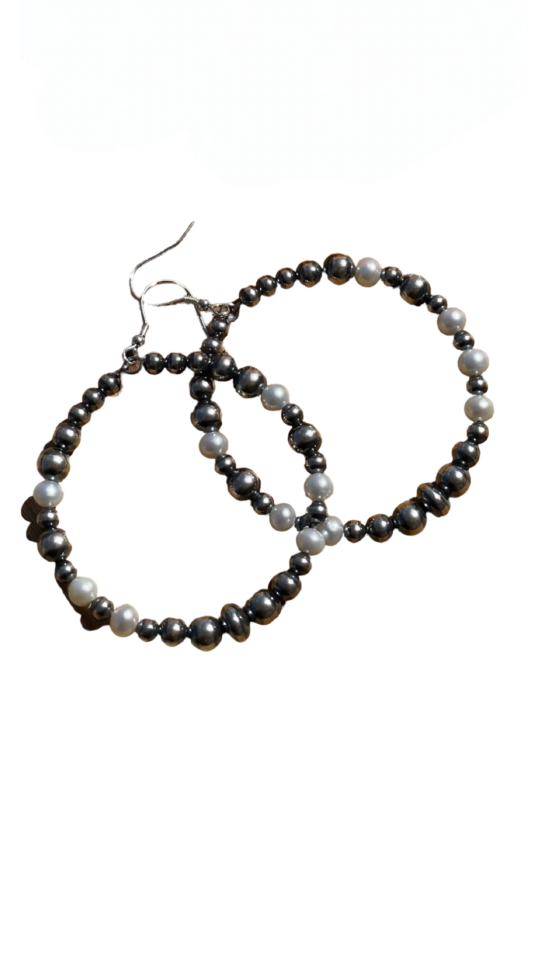 Sterling and Freshwater Pearl Hoop Earrings