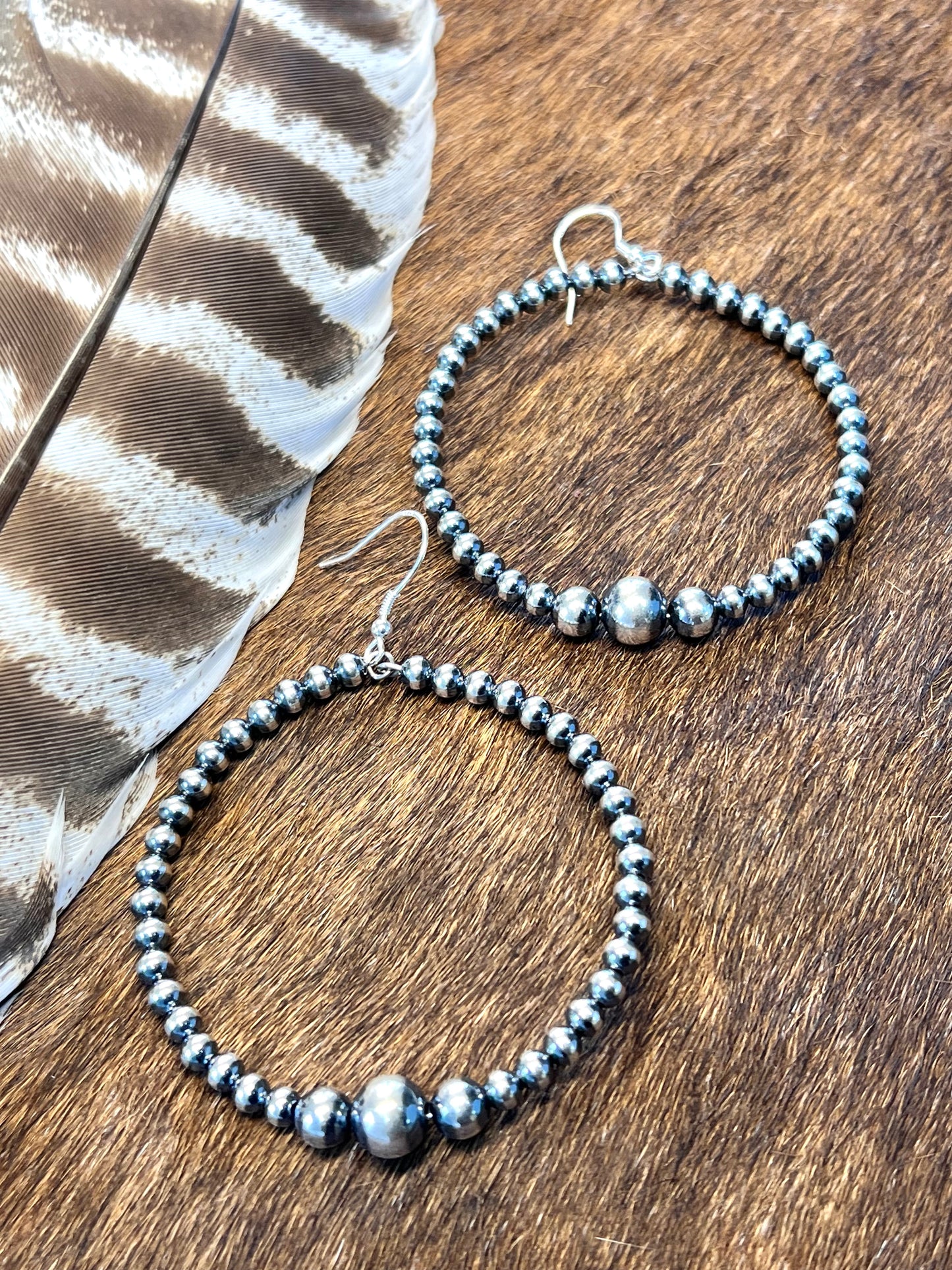 Silver Pearl Hoop Earrings