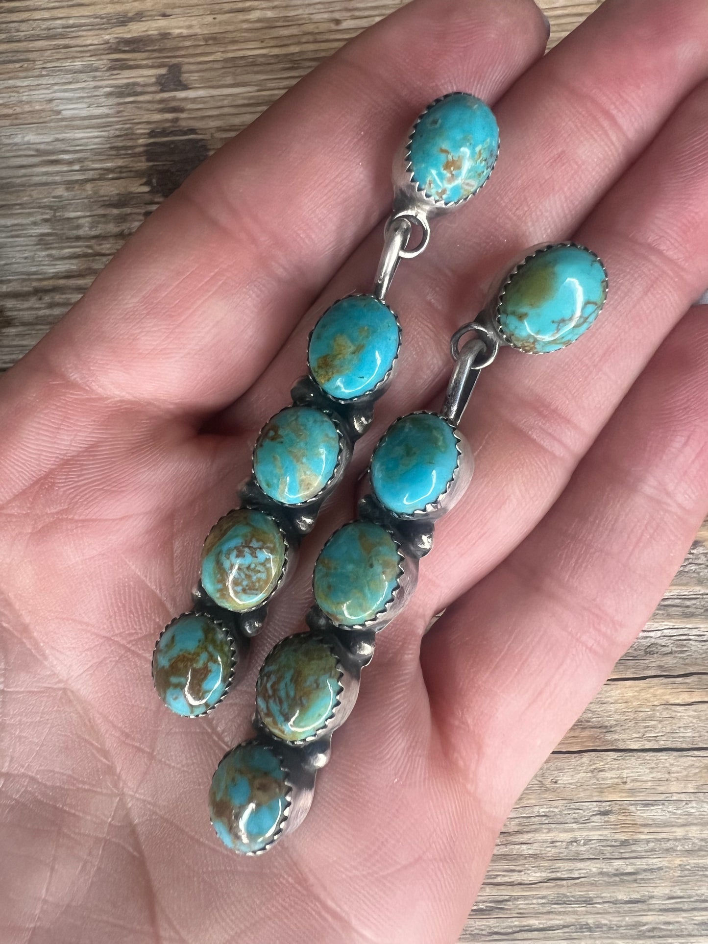 5 Stone Kingman Dangle Earrings