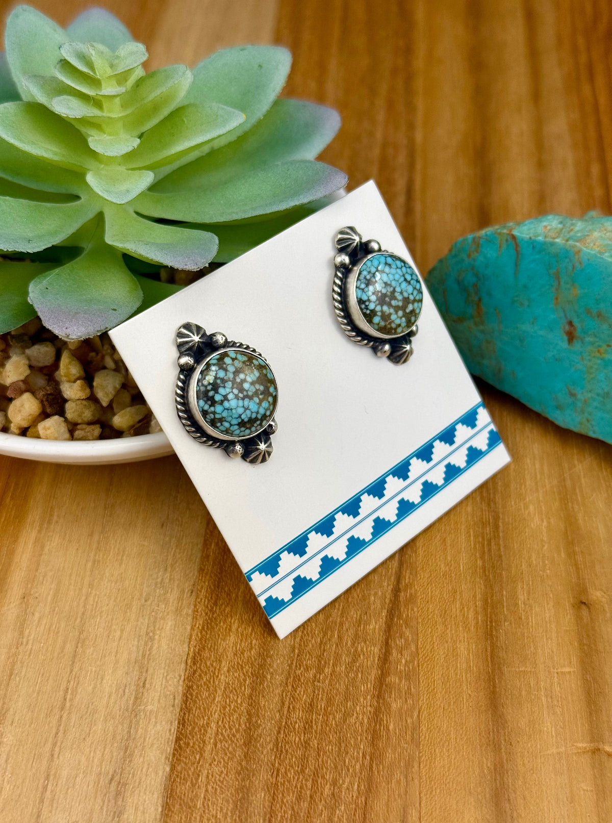 #8 Turquoise Circle Stud Earrings