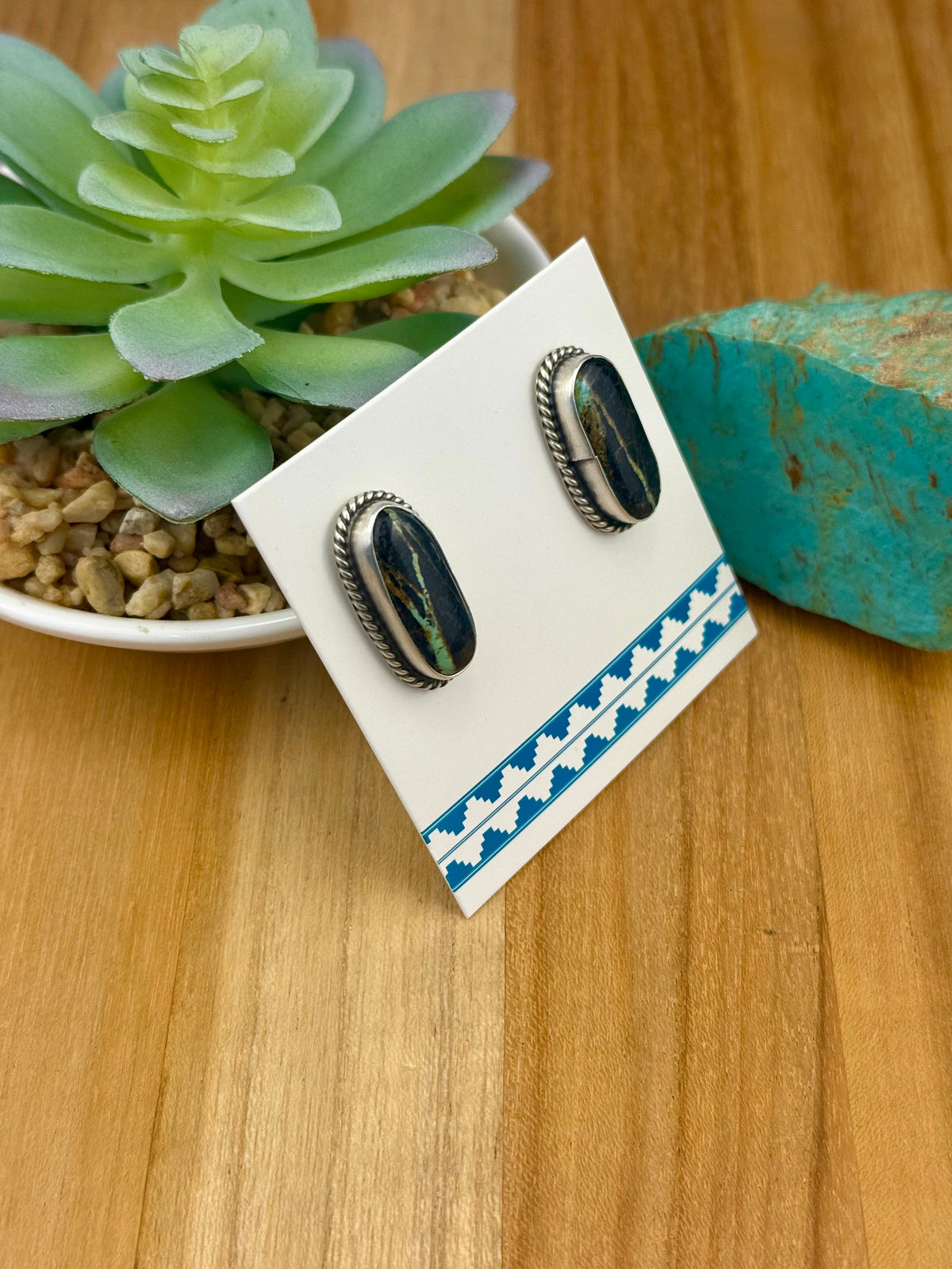 Blackjack Turquoise Oval Stud Earrings