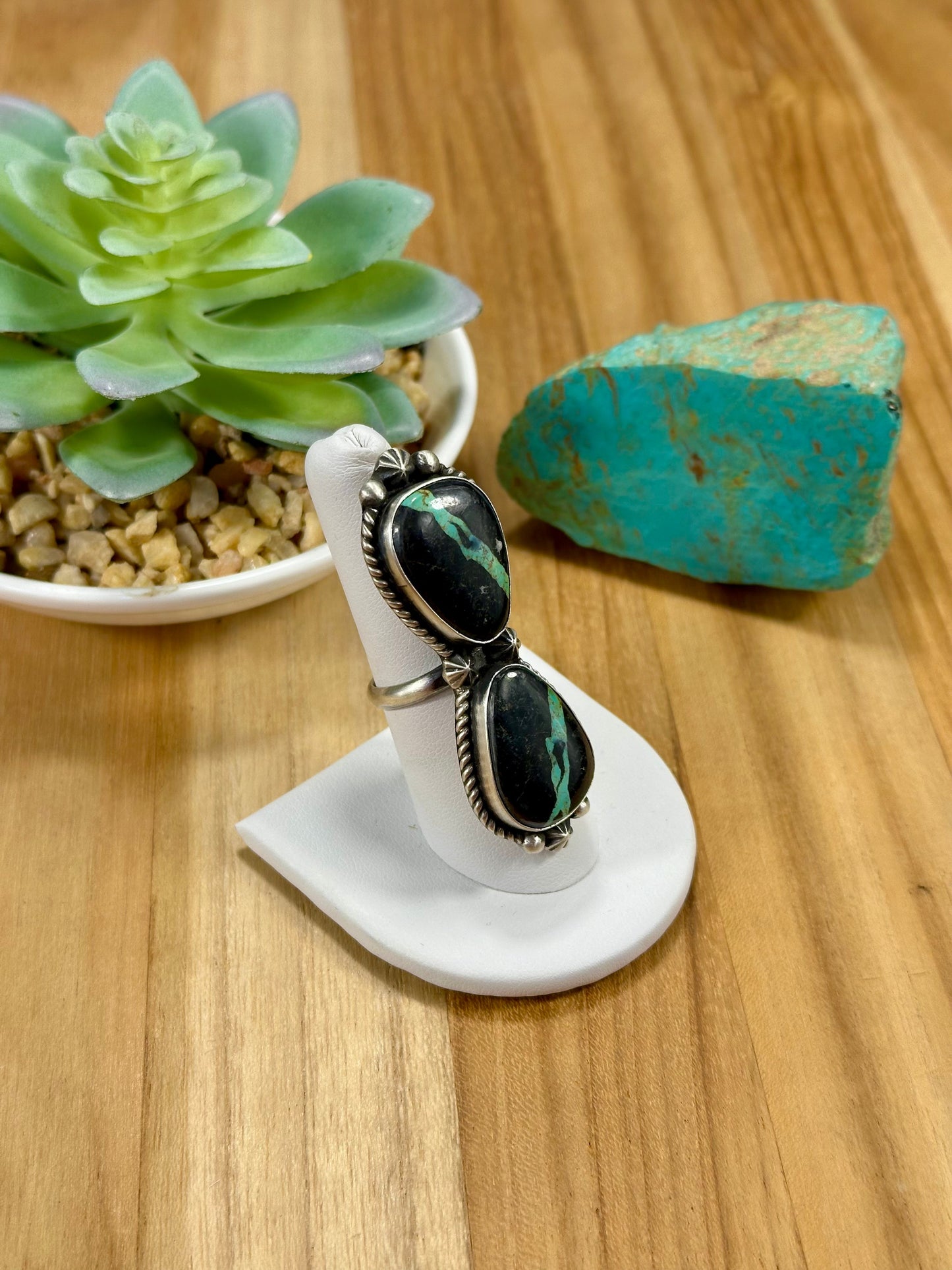 Black Jack 2 Stone Sterling Silver Ring