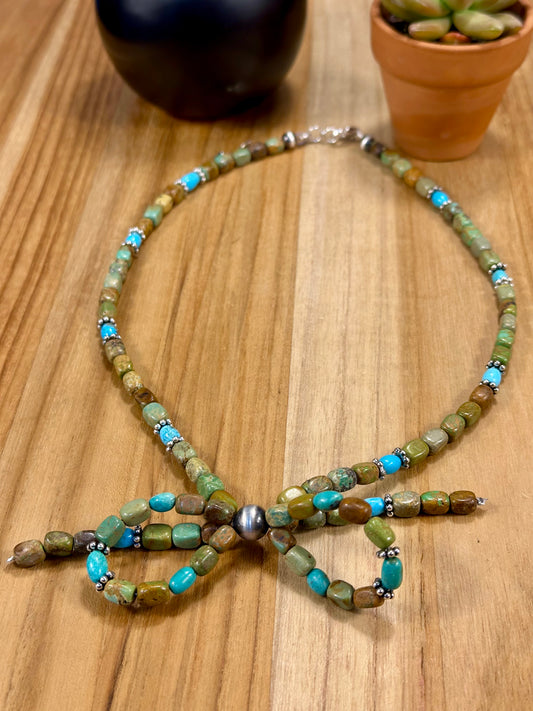 Kingman Turquoise Bow Necklace