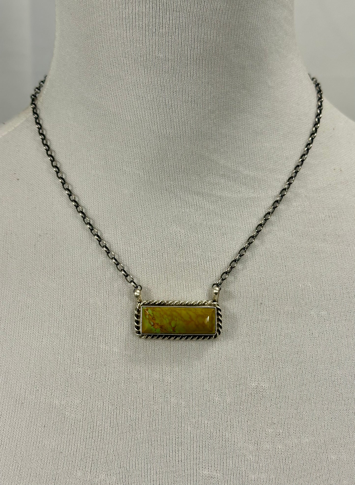 Kingman Turquoise Bar Sterling Silver Necklace