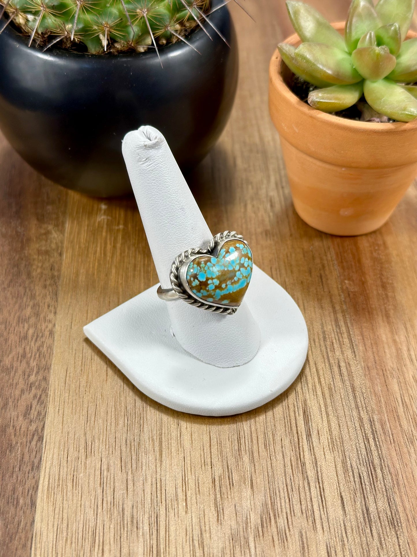 #8 Turquoise Heart Sterling Silver Ring