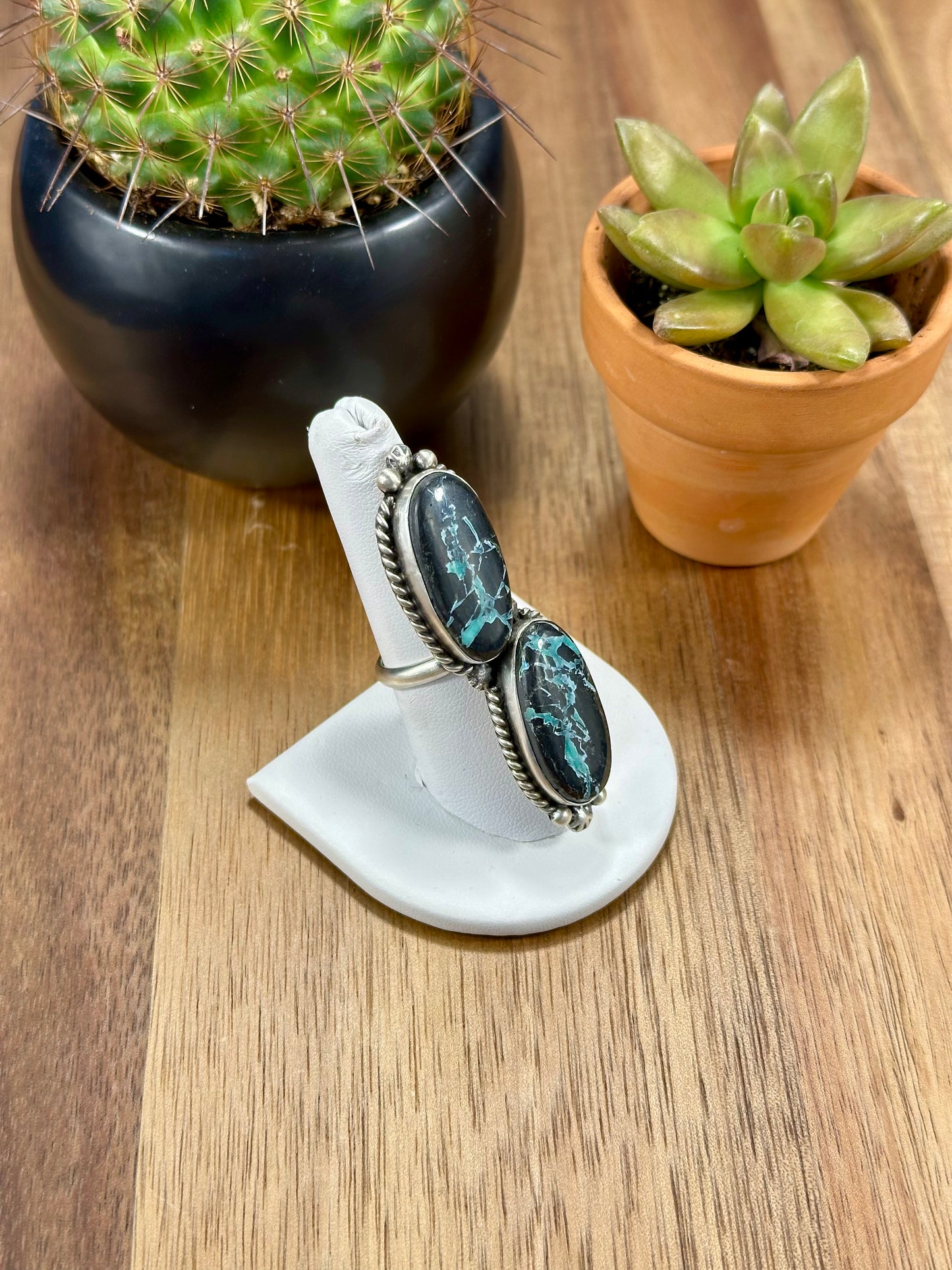 Blackjack 2 Stone Sterling Silver Ring