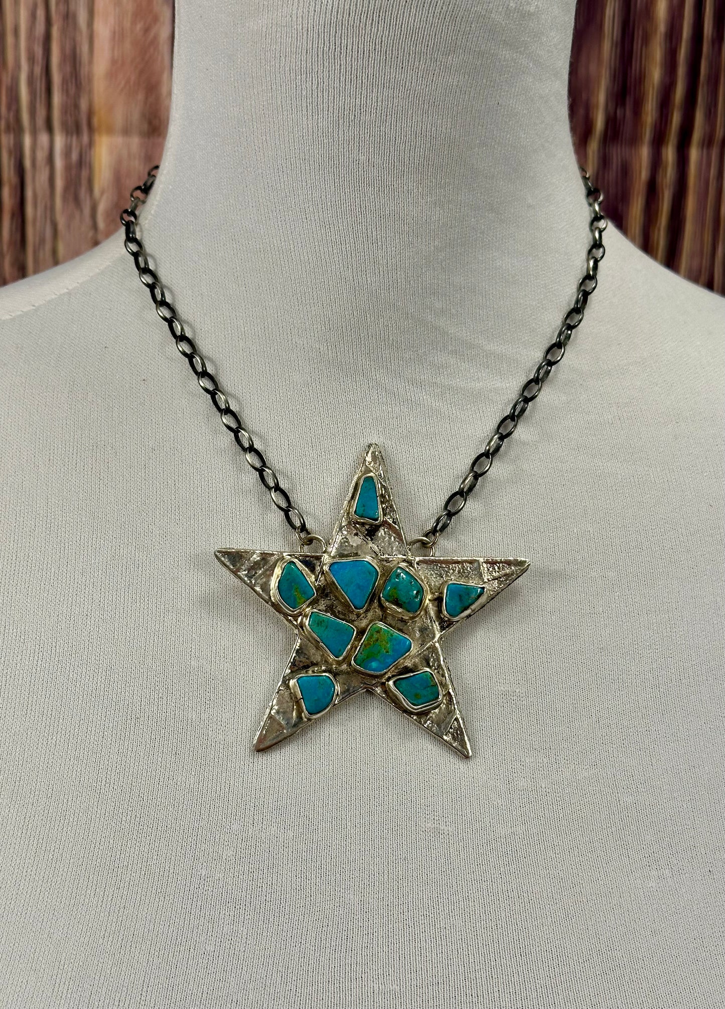 Kingman Turquoise Star Sterling Silver Necklace