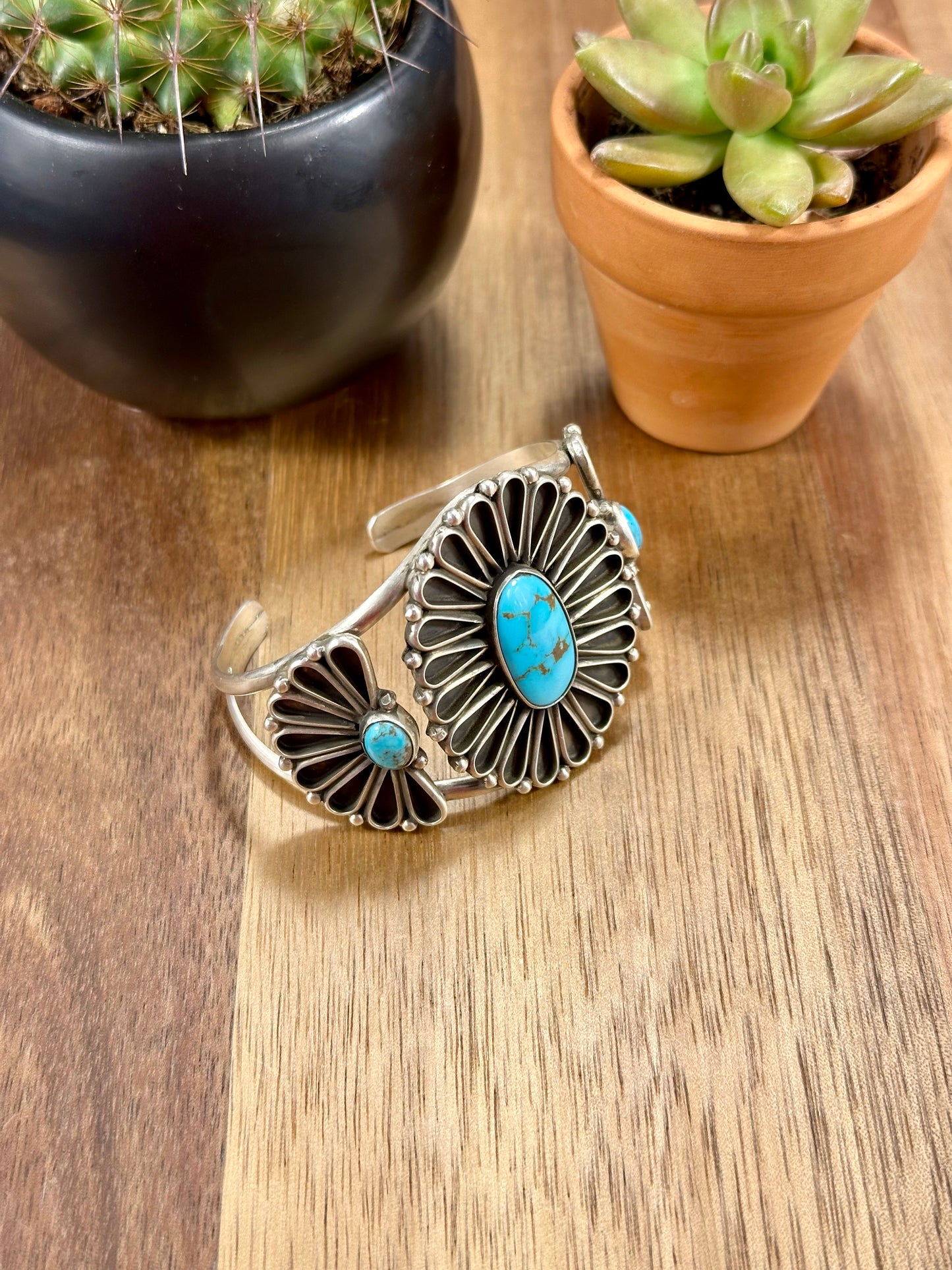 Kingman Floral Cluster Sterling Silver Cuff