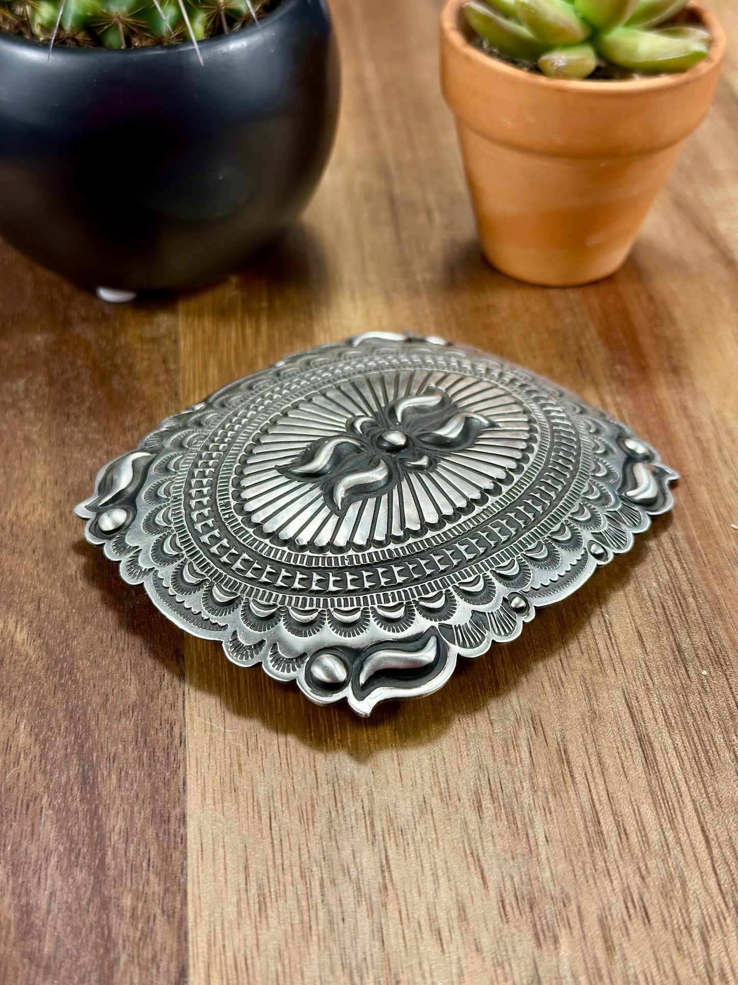 Sterling Silver Stamped Belt Buckle