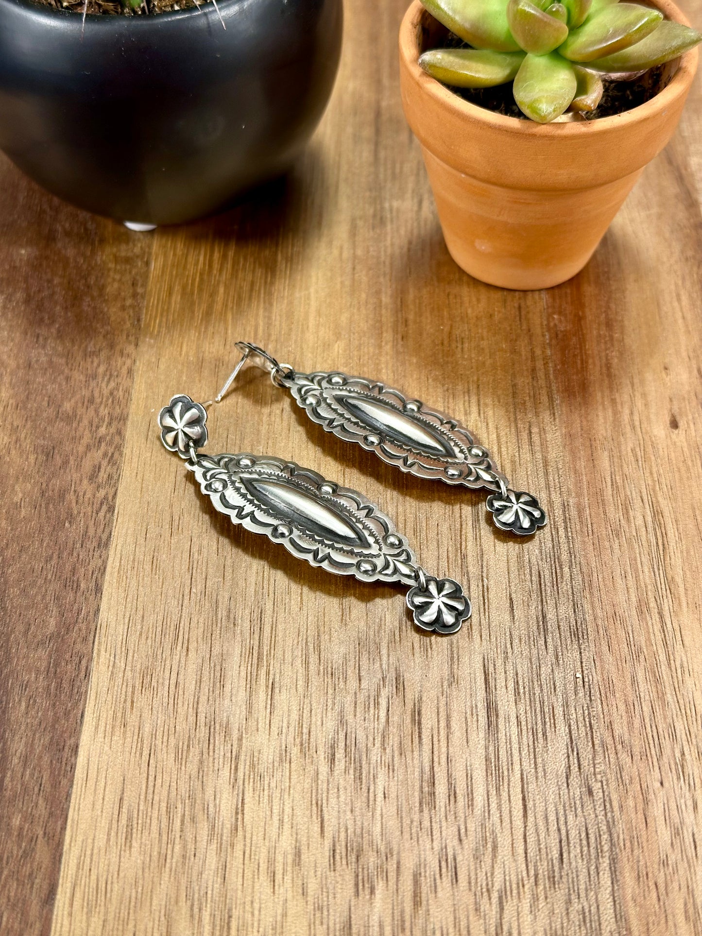 Sterling Silver Concho Earrings