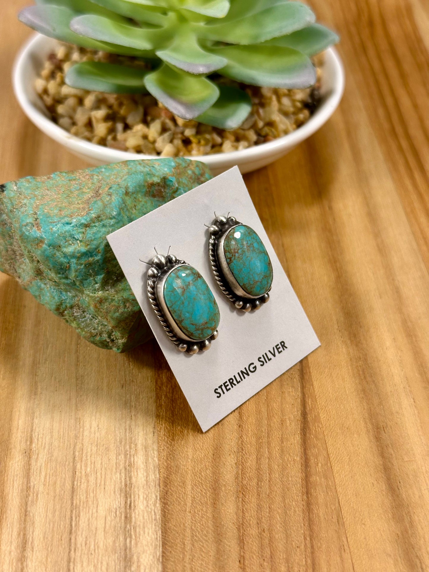 Kingman Turquoise Oval Sterling Studs