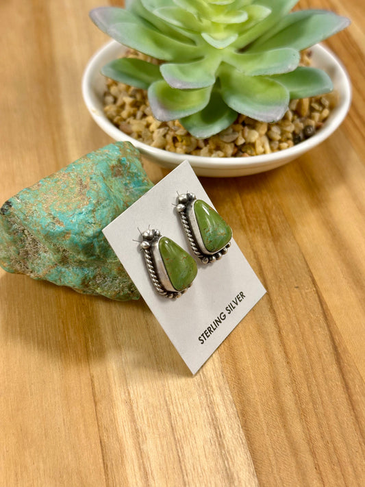 Kingman Turquoise Triangle Stud Earrings