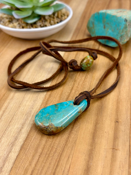 Leather Kingman Adjustable Slab Necklace