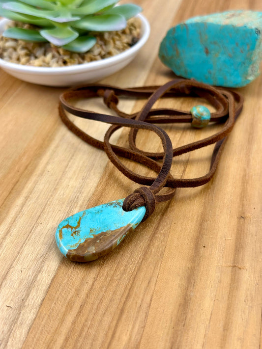 Leather Kingman Adjustable Slab Necklace