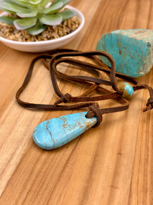 Leather Kingman Adjustable Slab Necklace