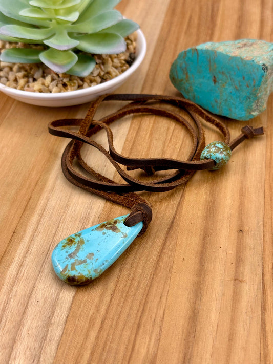 Leather Kingman Adjustable Slab Necklace