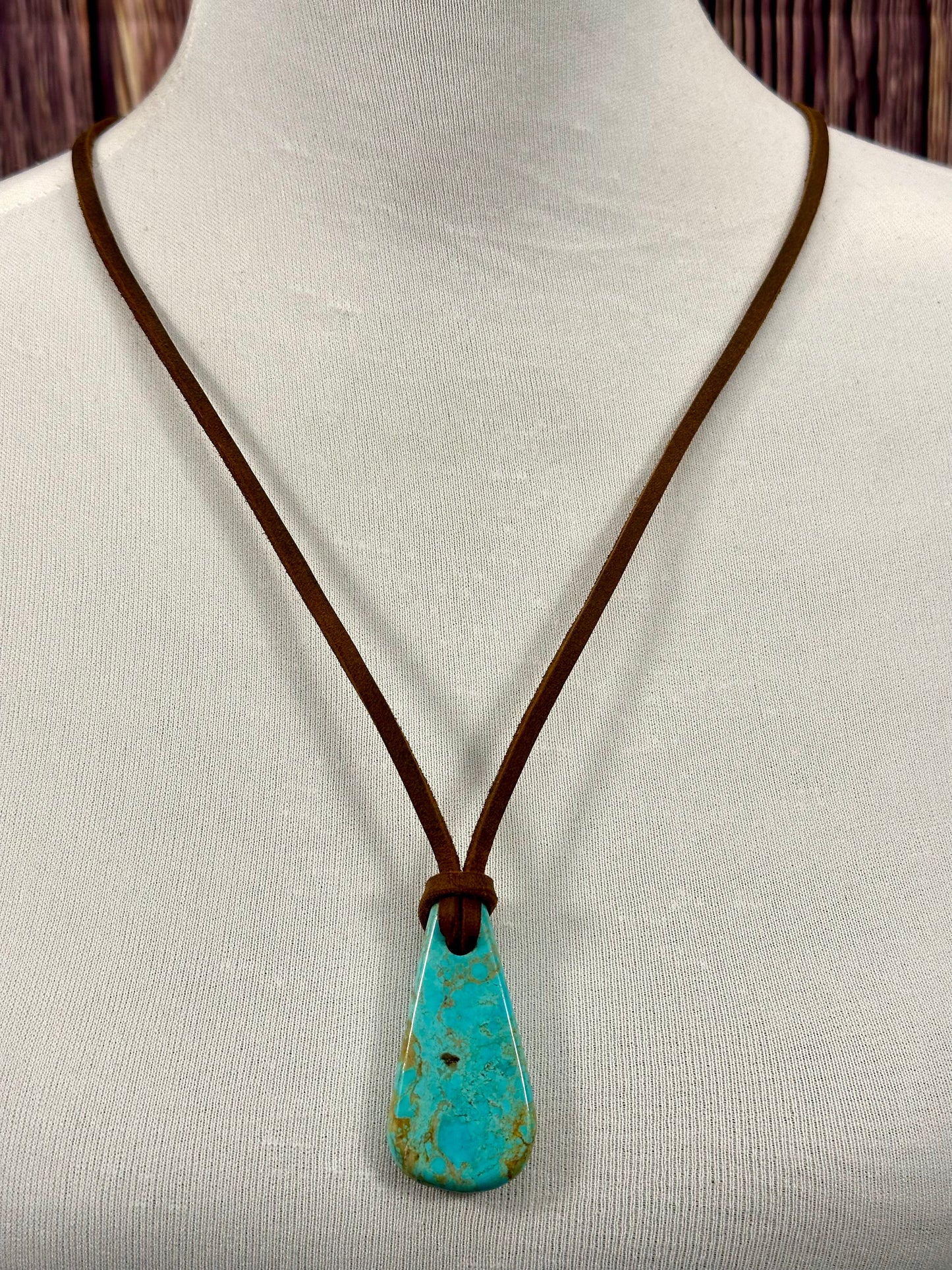 Leather Kingman Adjustable Slab Necklace