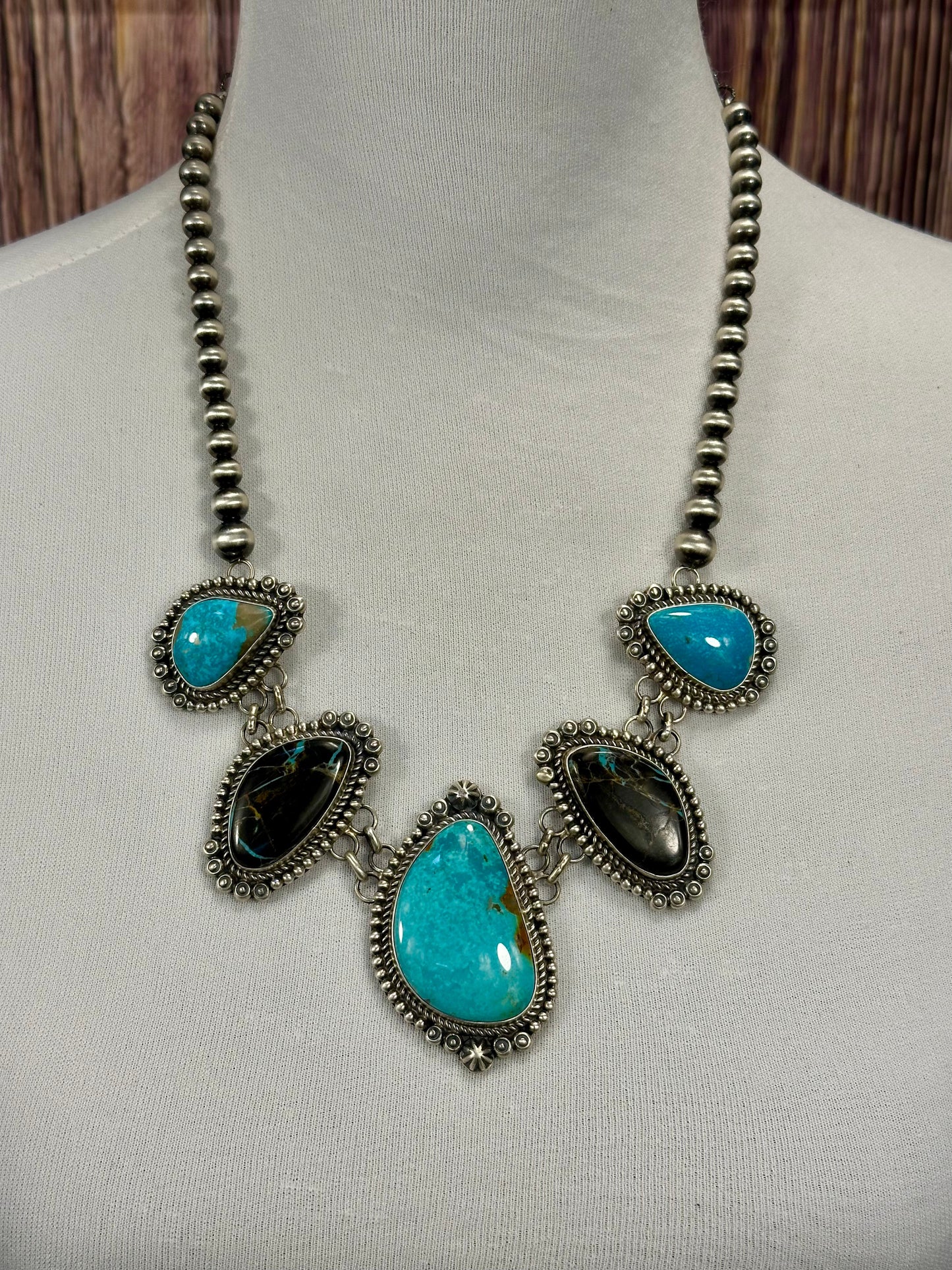 Kingman and Black Jack Sterling Silver Necklace