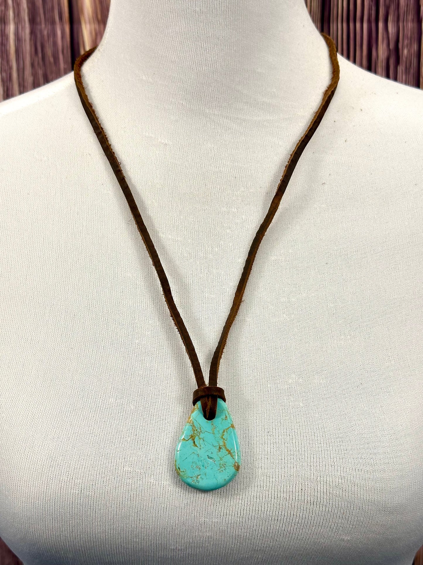 Leather Kingman Adjustable Slab Necklace