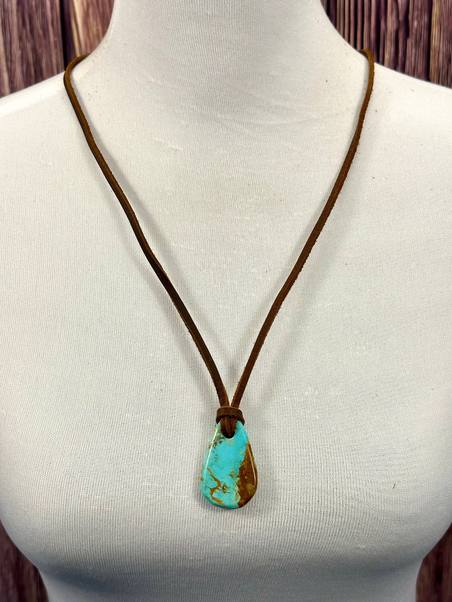 Leather Kingman Adjustable Slab Necklace