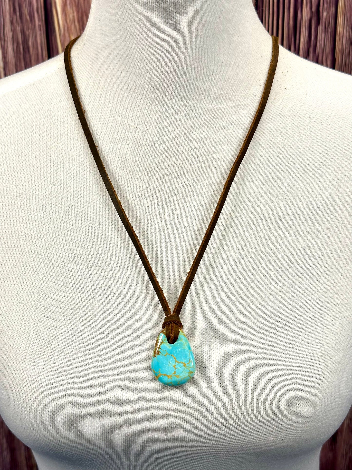 Leather Kingman Adjustable Slab Necklace