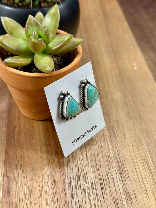 Kingman Turquoise Triangle Stud Earrings