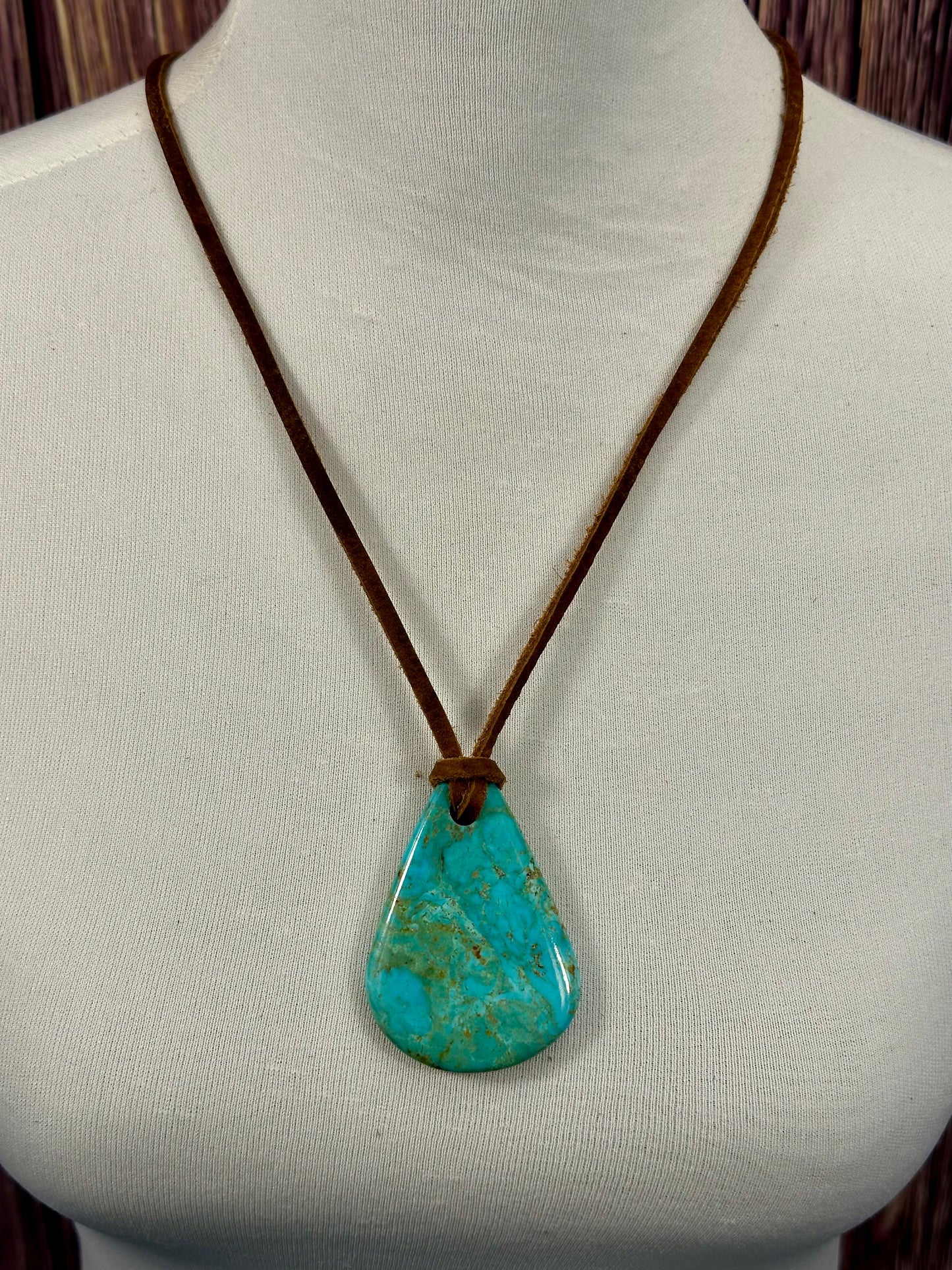 Leather Kingman Adjustable Slab Necklace