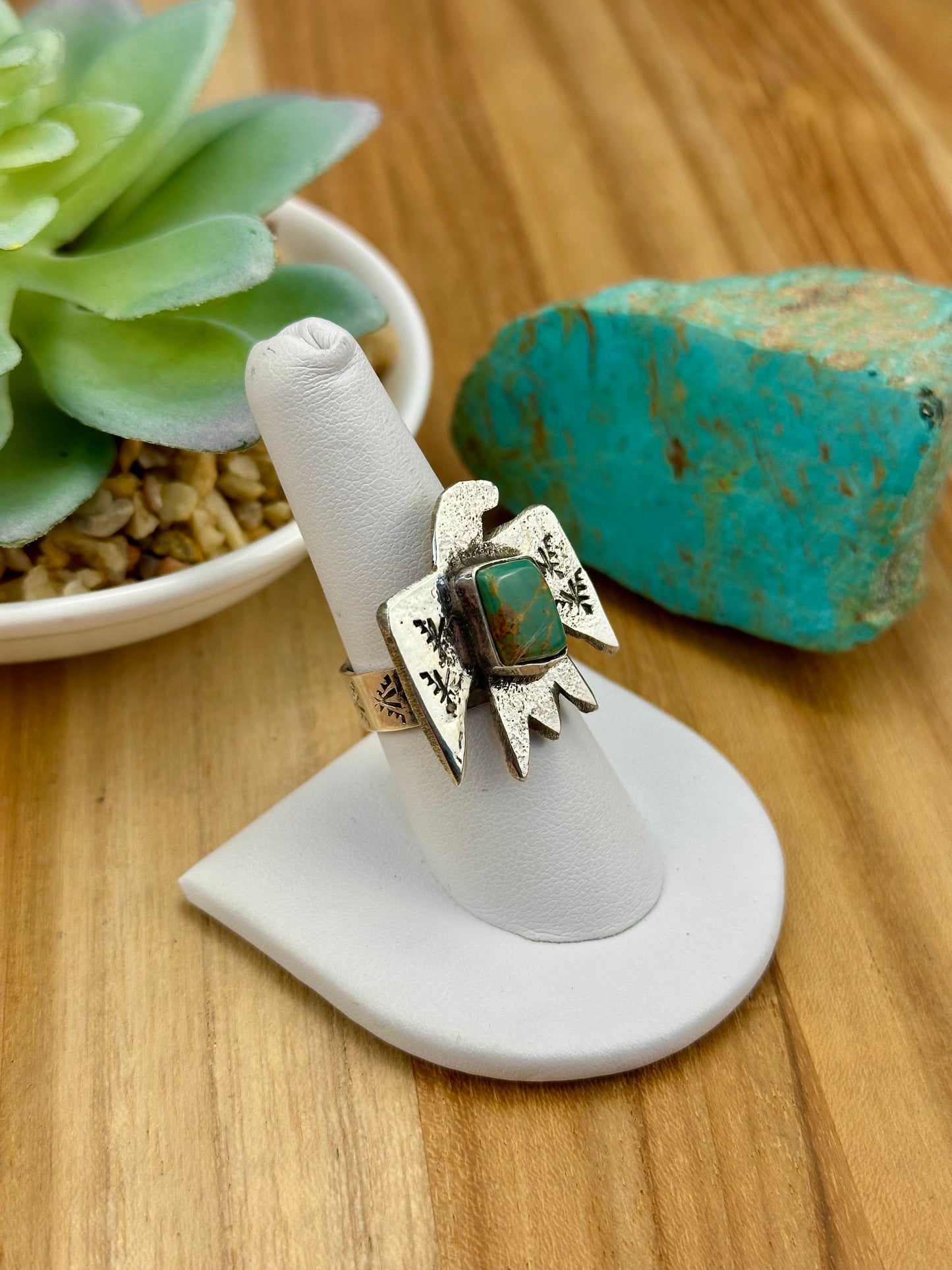 Kingman Turquoise Thunderbird Sterling Ring