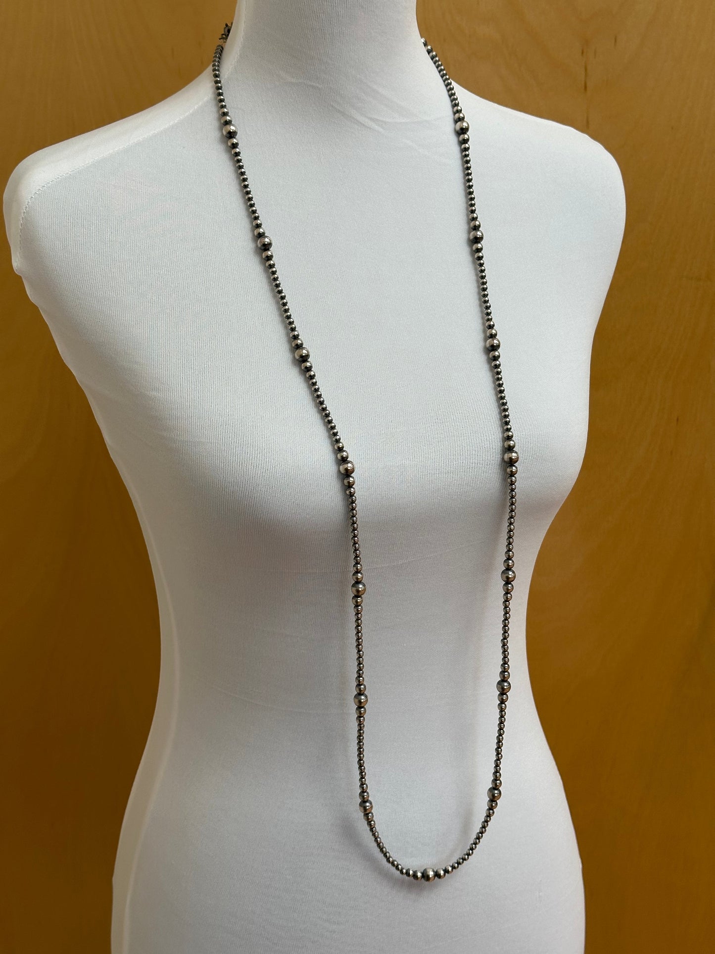 48" 4-8MM Sterling Pearl Necklace