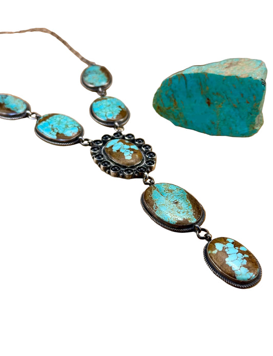 #8 Turquoise & Onyx Cluster Lariat