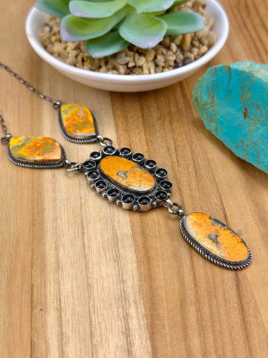 Bumblebee Jasper & Black Onyx Sterling Lariat