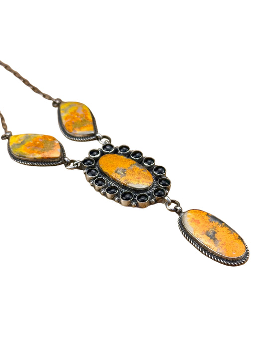 Bumblebee Jasper & Black Onyx Sterling Lariat