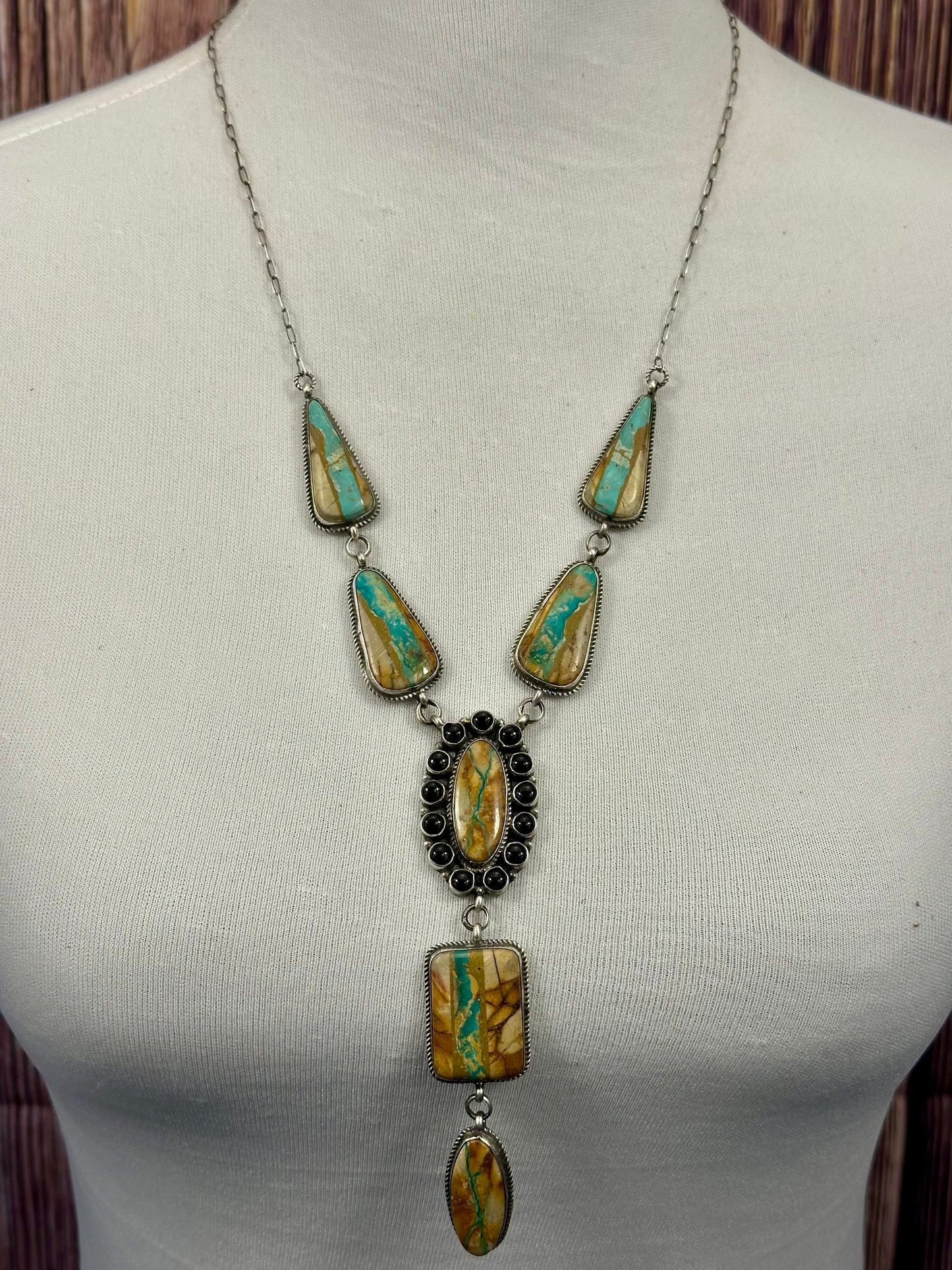 Royston Ribbon and Onyx Cluster Lariat