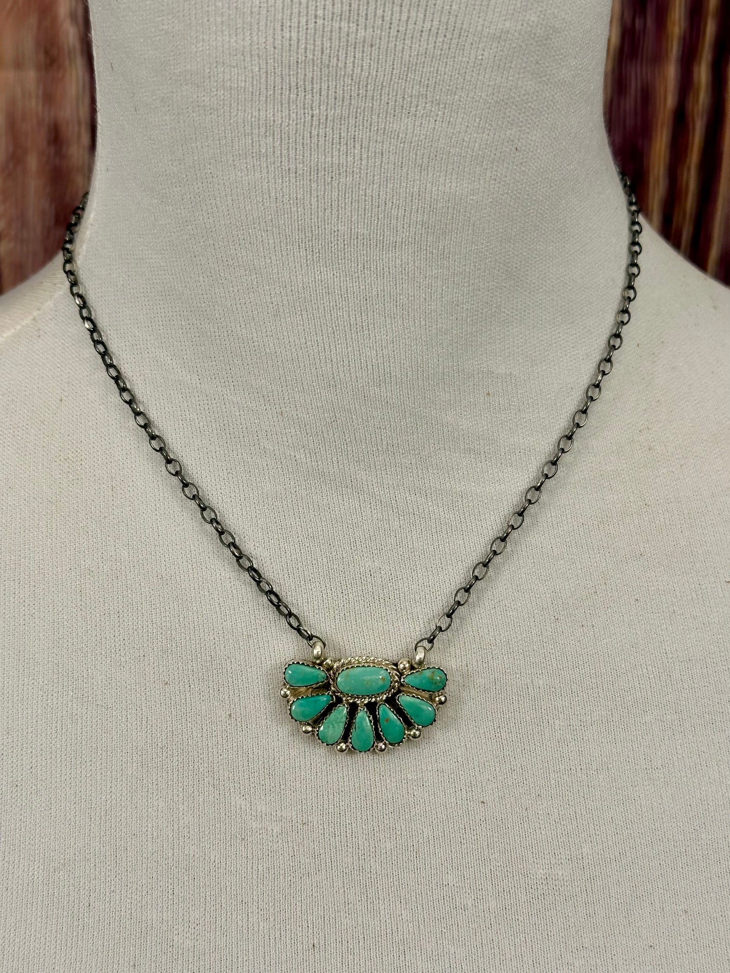 Kingman Turquoise Half Cluster Necklace
