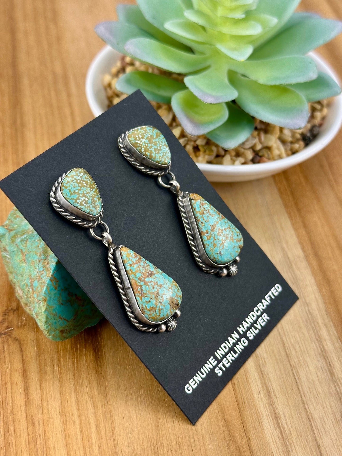 Kingman Turquoise Teardrop Dangle Earrings