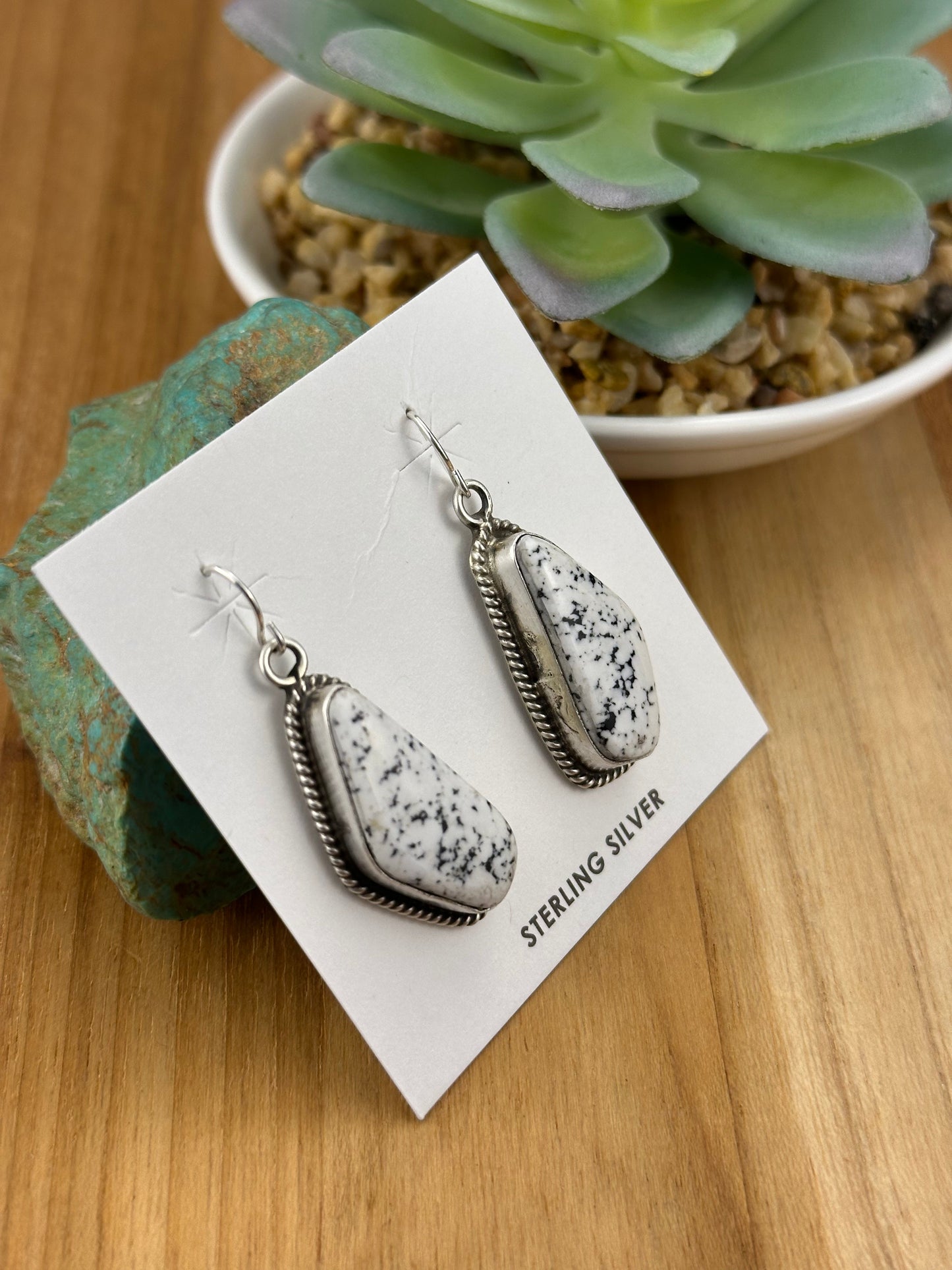 White Buffalo Sterling Dangle Earrings