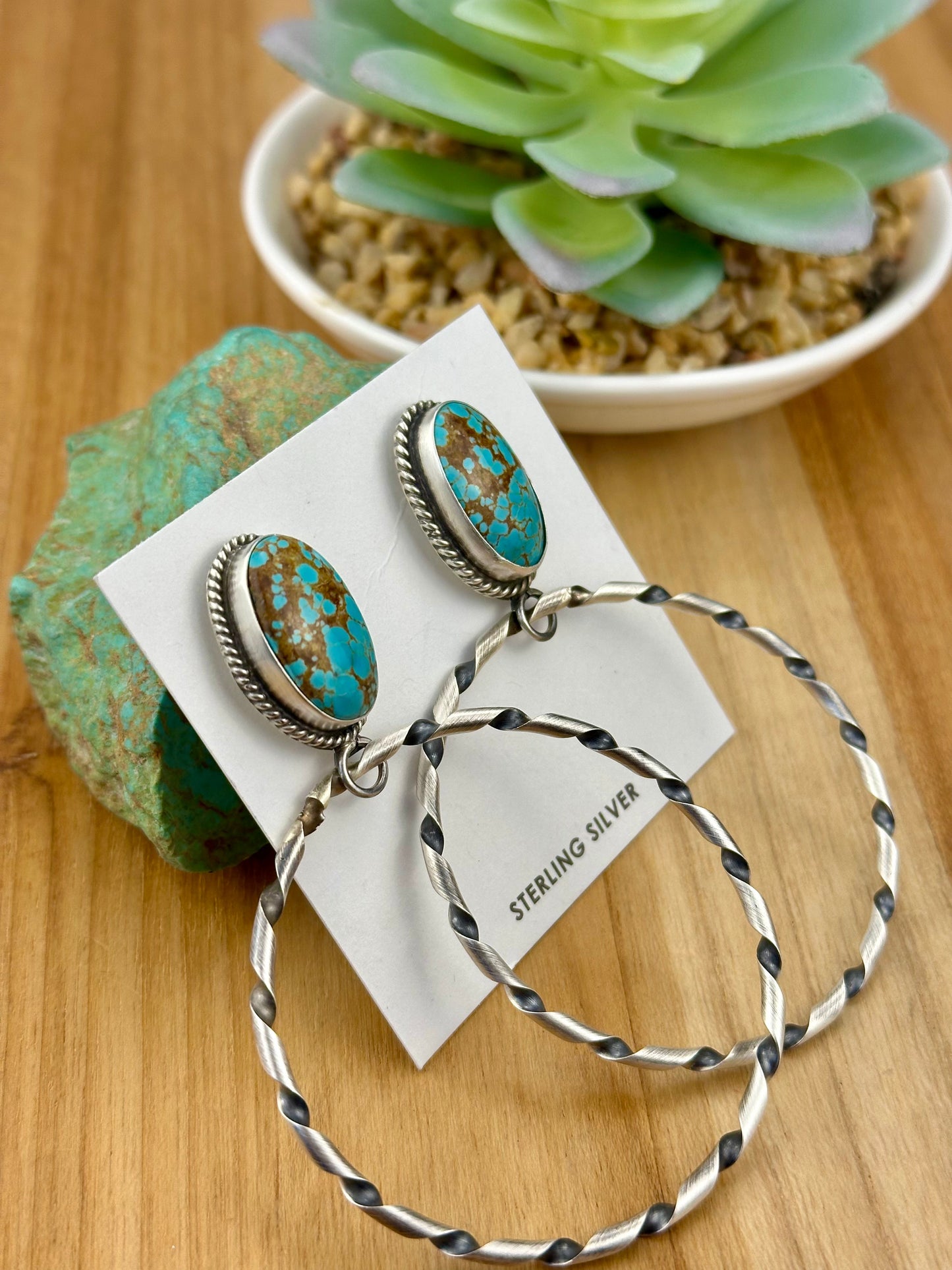 #8 Turquoise Stud Hoop Earrings