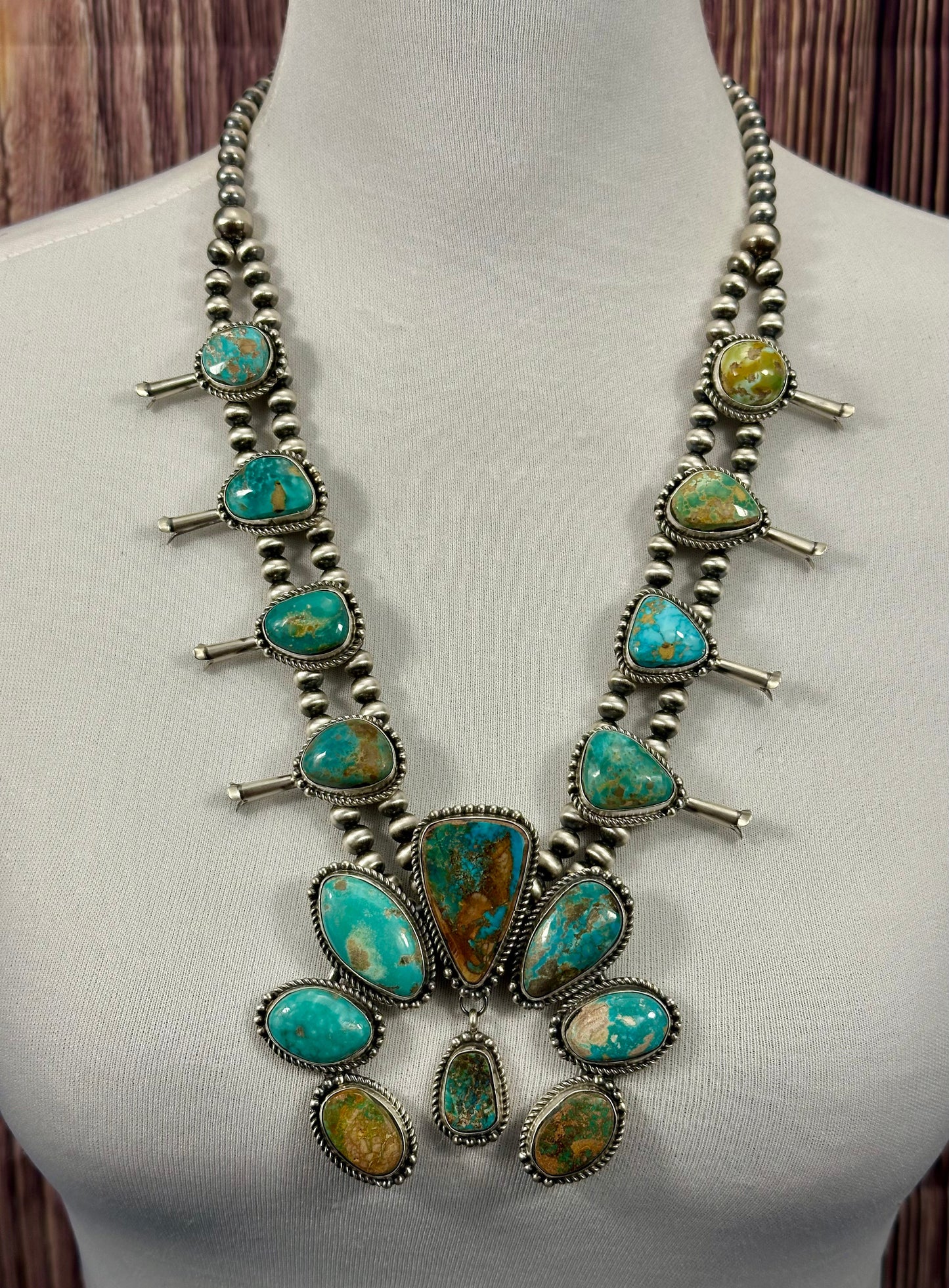 Royston Squash Blossom Sterling Naja Necklace